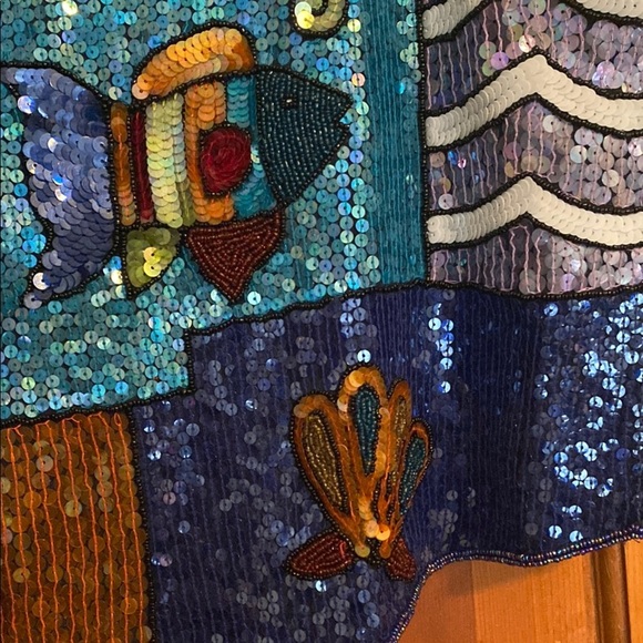 Quacker Factory Vintage Woman Sequin Vest Blue and Purple Size 1XL - Picture 8 of 13